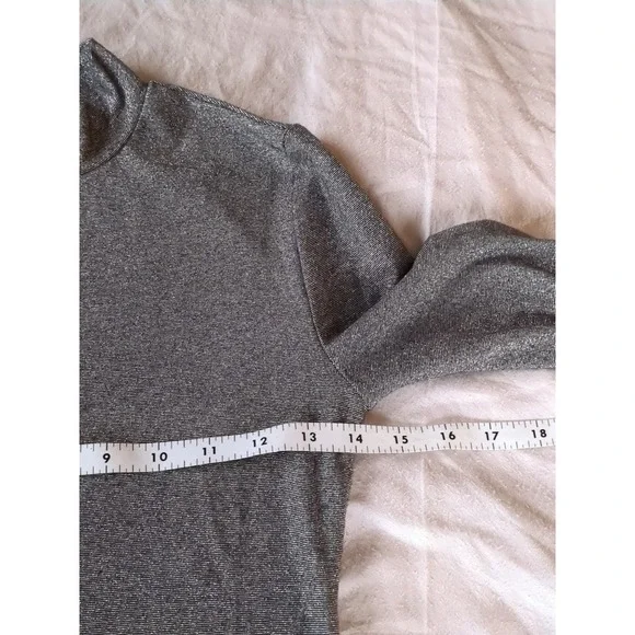 Reformation Bailey Knit Top Sparkle Black Pullover Long Sleeve Mock Neck - Picture 7 of 10